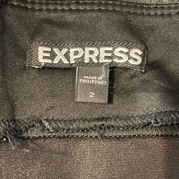 Express Womens Faux Leather Black Pencil Skirt Size 2 With Back Slit - Picture 3 of 13